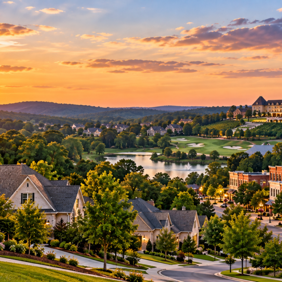 Golden Hour Over a Picturesque Townscape