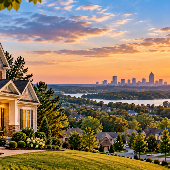 Golden Suburban Sunset Overlook